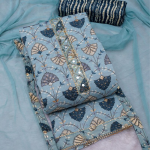 Printed Sequined Pure Cotton Unstitched Dress Material