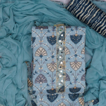 Printed Sequined Pure Cotton Unstitched Dress Material
