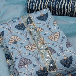 Printed Sequined Pure Cotton Unstitched Dress Material